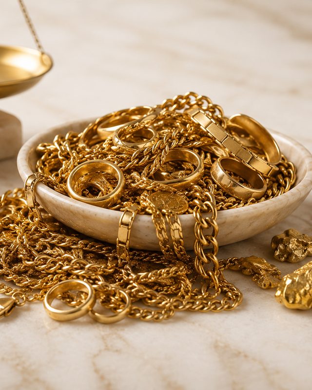 Altgold: Ringe, Ketten und Goldnuggets