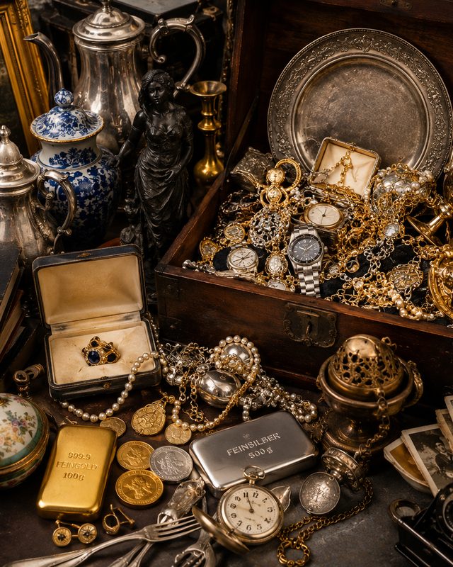 Nachlass mit Schmuck, Silber und Antiquitäten